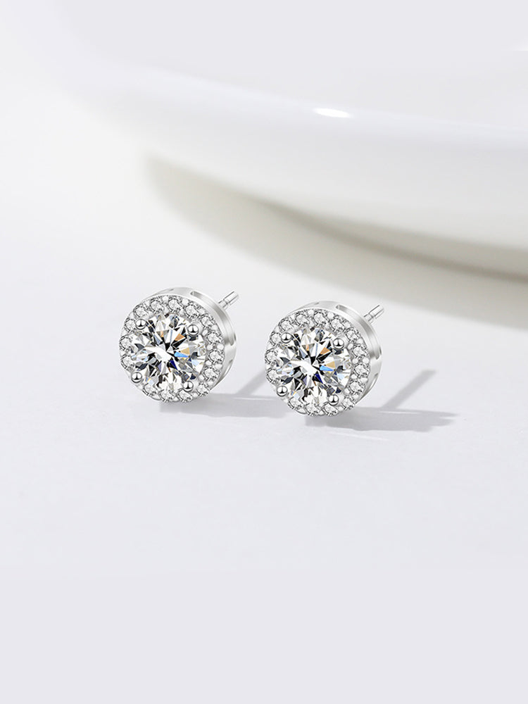 Round Cut Moissanite Statement Stud Earrings