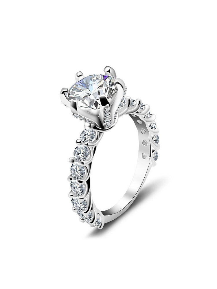 3 Carat Round Brilliant Moissanite Engagement Ring with Hidden Halo