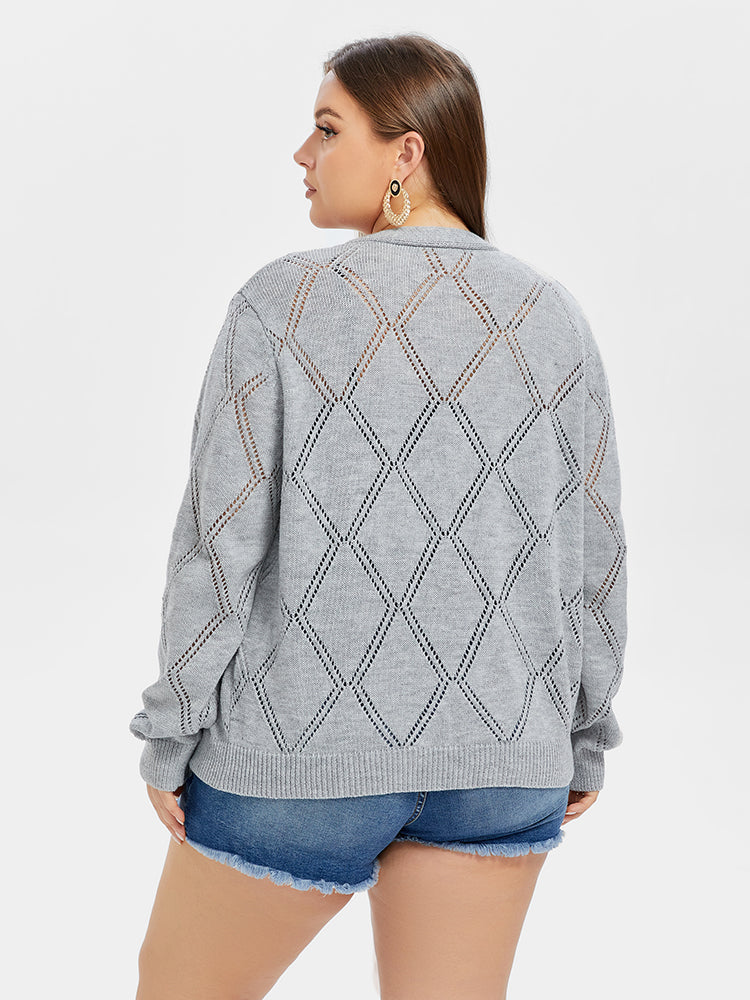 Pointelle Knit Open Front Cardigan