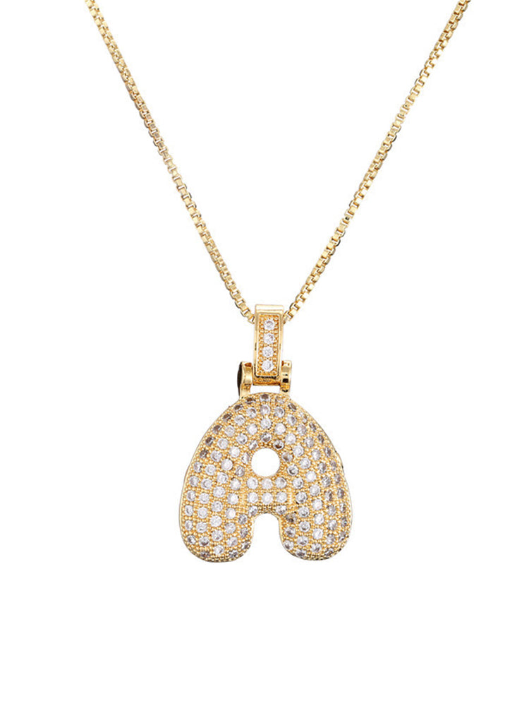 26 Alphabet Pendant Zircon Necklace