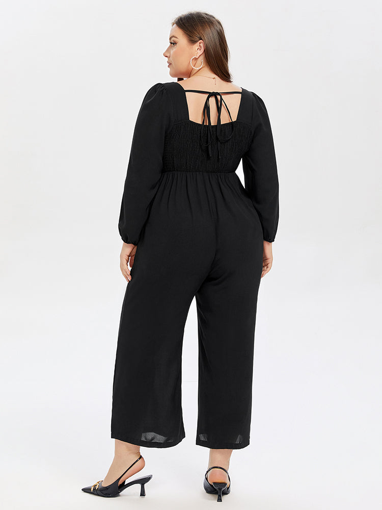 Jumpsuit mit quadratischem Ausschnitt und elastischer Taille