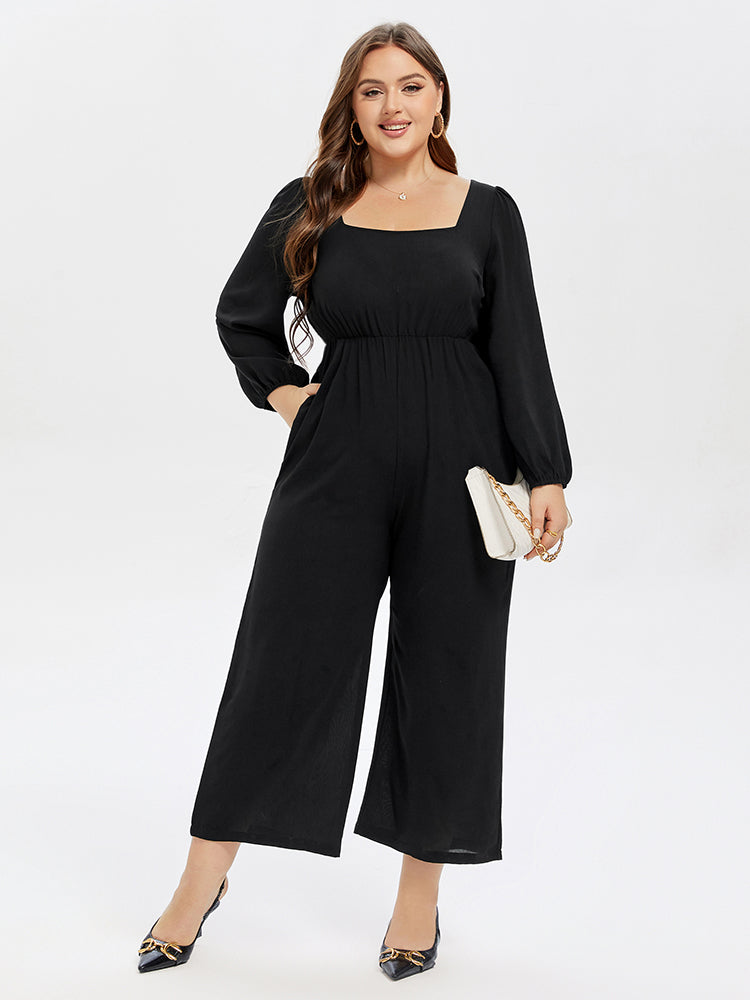 Jumpsuit mit quadratischem Ausschnitt und elastischer Taille