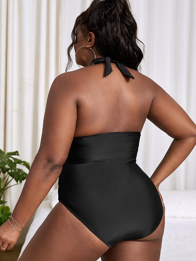 Tied Halter Cross Hollow Backless Swimsuit