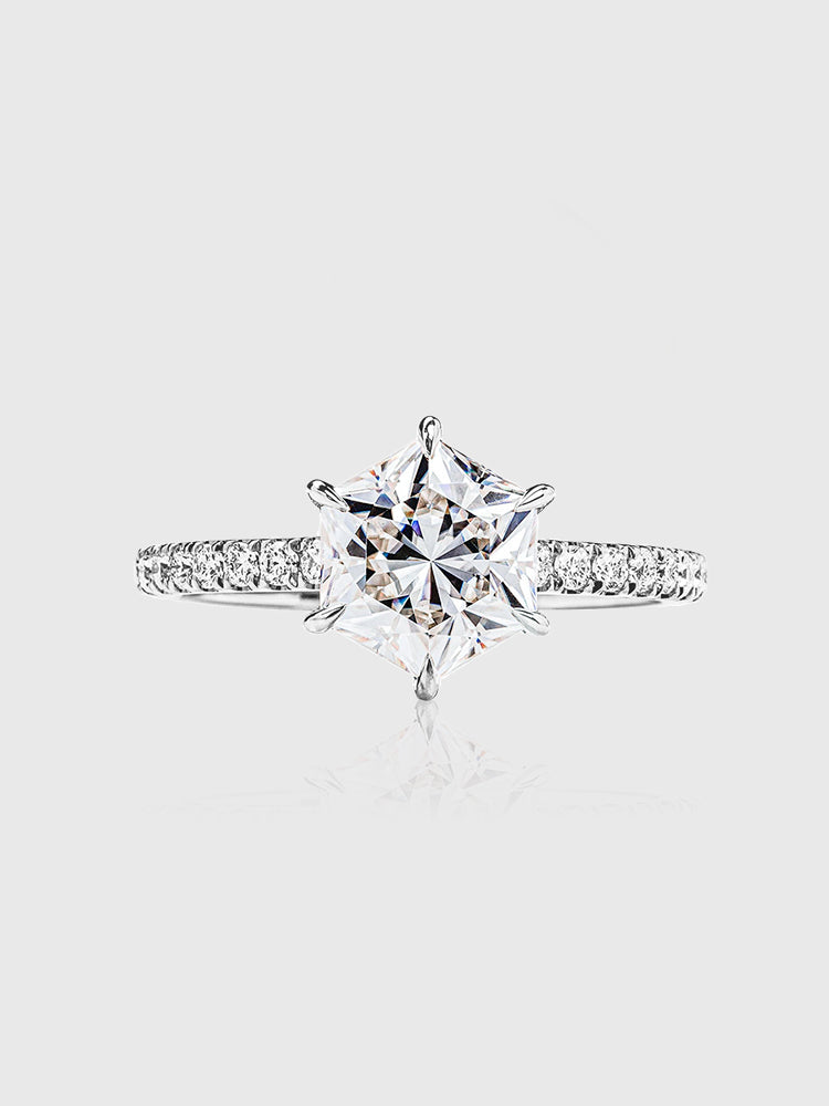 6-Prong Round Brilliant Moissanite Solitaire 925 Sterling Silver Plated with 18k Gold Ring