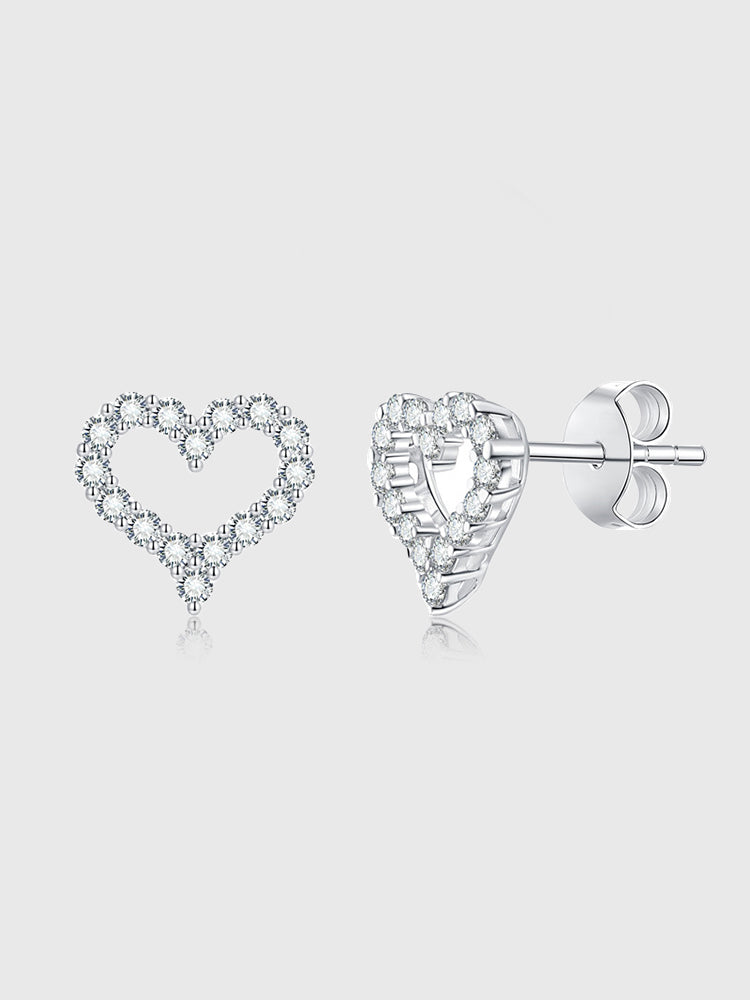 Heart-Shaped Moissanite Ear Studs S925 Sterling Silver D Color VVS1 Clarity