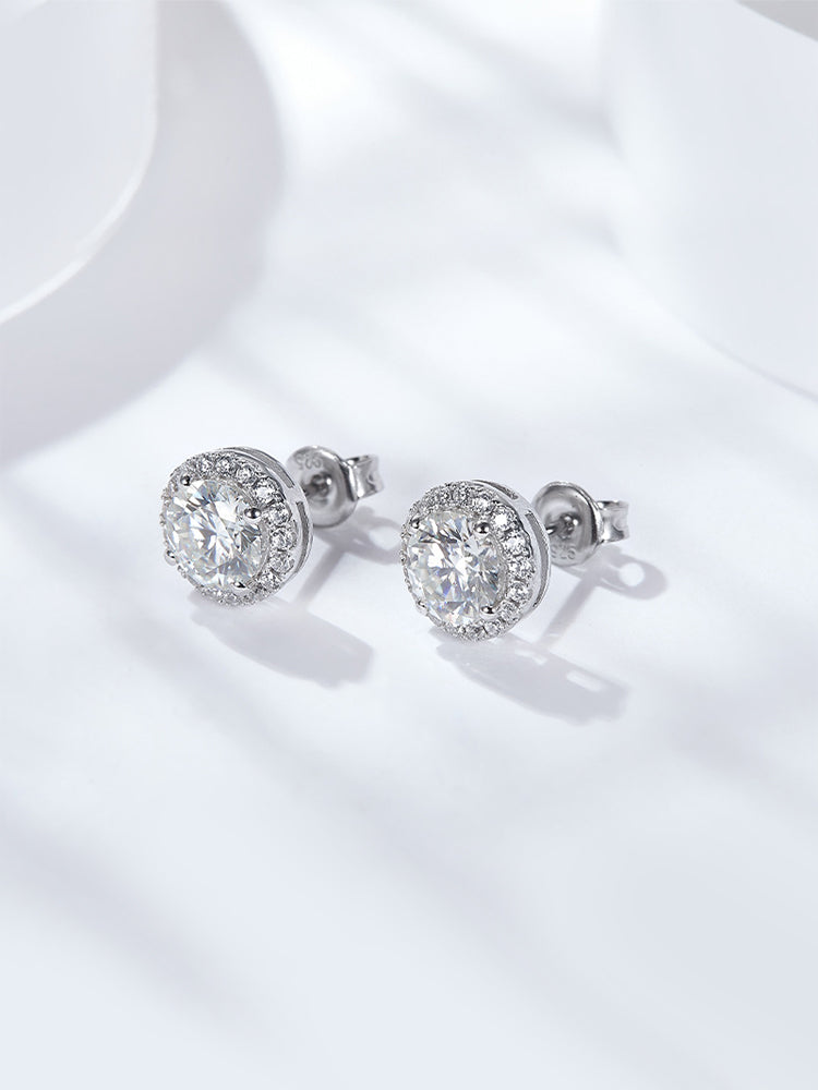 Round Moissanite Four-Prong Earrings 5.0mm For Women Daily Wearing