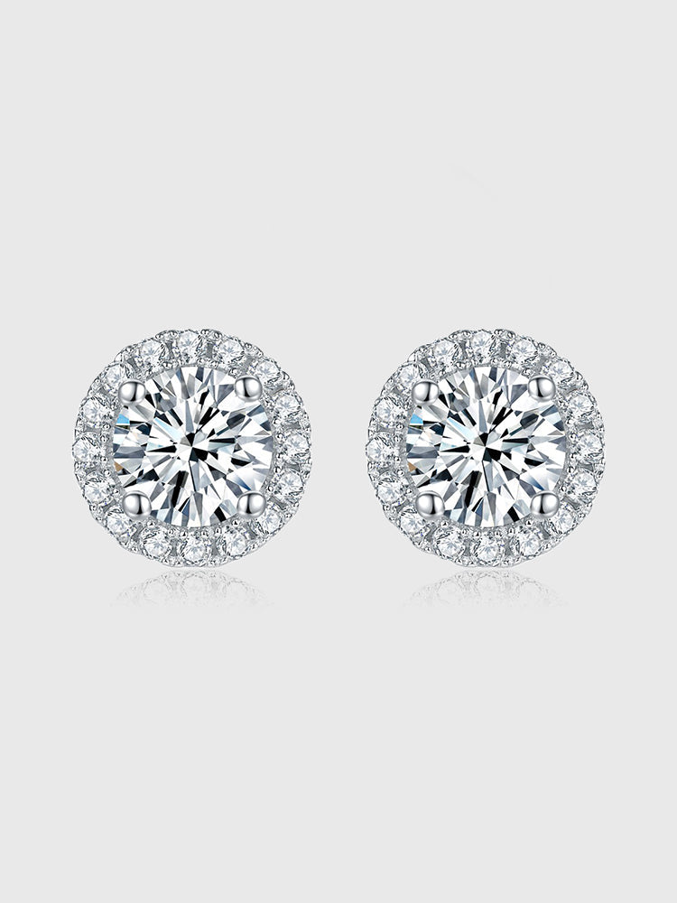 Round Moissanite Four-Prong Earrings 5.0mm For Women Daily Wearing