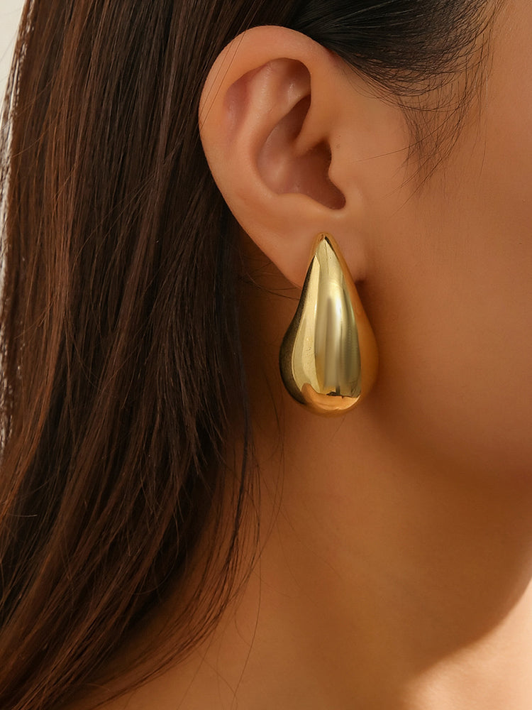 Retro Punk Style Tear Drop Gold Earrings