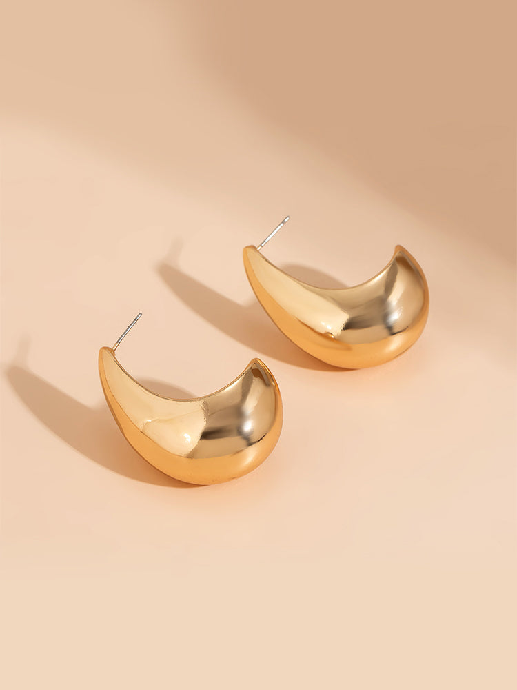 Retro Punk Style Tear Drop Gold Earrings