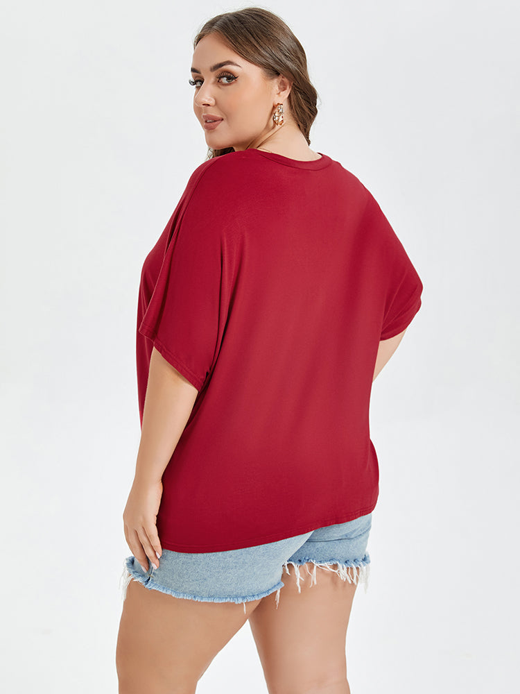 Crisscross Wrap V-Ausschnitt Batwing Sleeve Tee