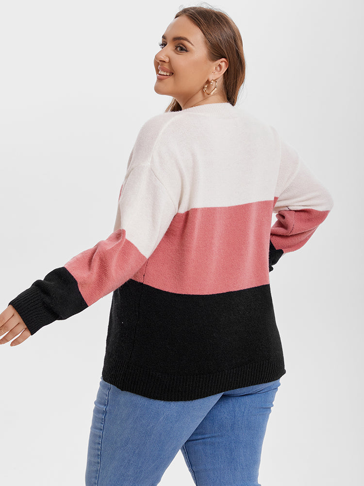 Colorblock Pullover mit überschnittenen Schultern