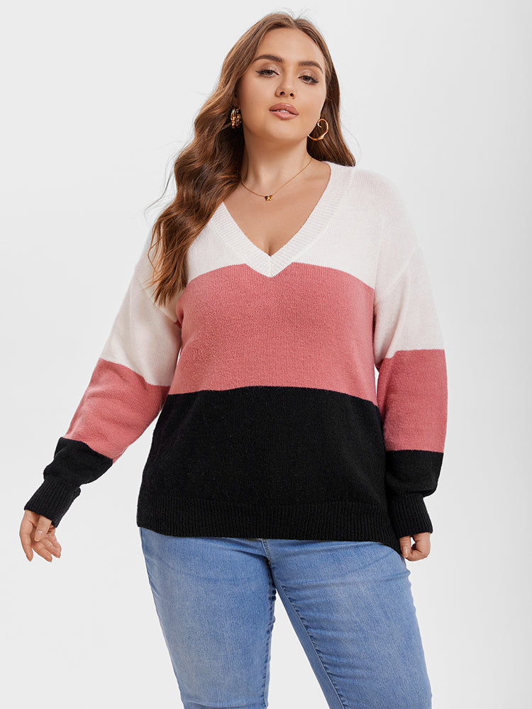 Colorblock Pullover mit überschnittenen Schultern