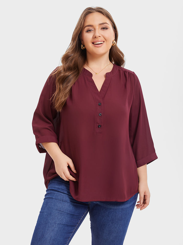 Bluse mit halber Knopfleiste und Ärmelmanschetten