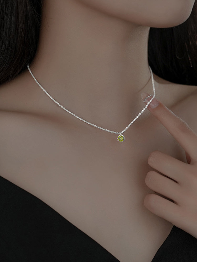 Round Cut Moissanite Stone Solitairen Necklace