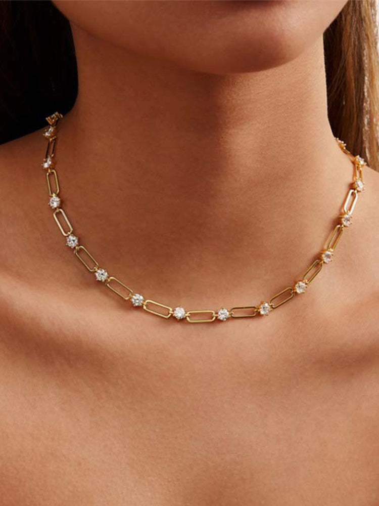 4.5mm Round D Color Moissanite Necklace in 18k Gold