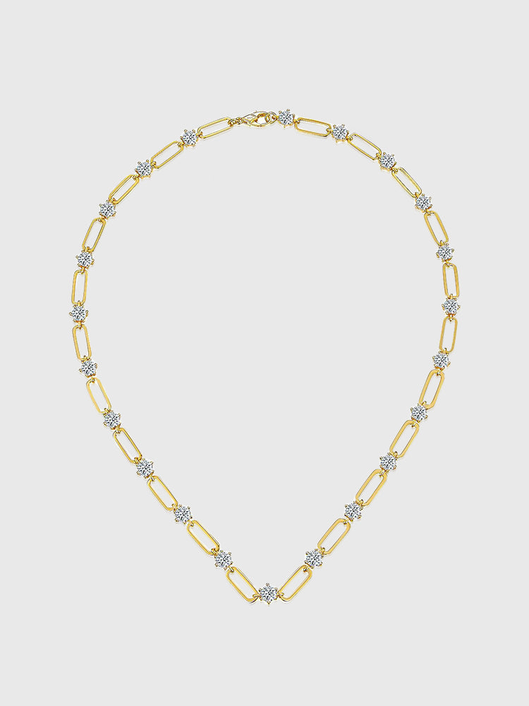 4.5mm Round D Color Moissanite Necklace in 18k Gold