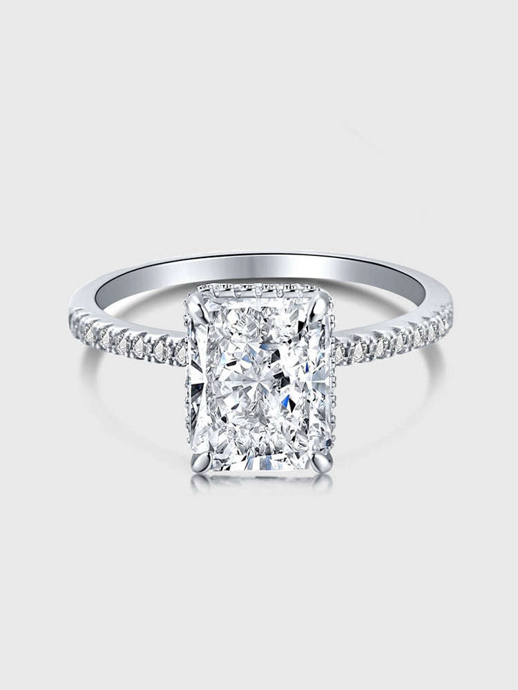 925 Sterling Silver Ice Cut Zircon Engagement Ring