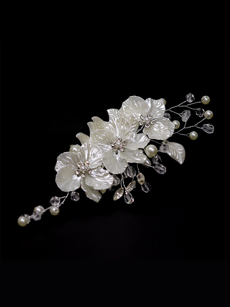 Faux Pearl Flower Decor Hair Clip Royal